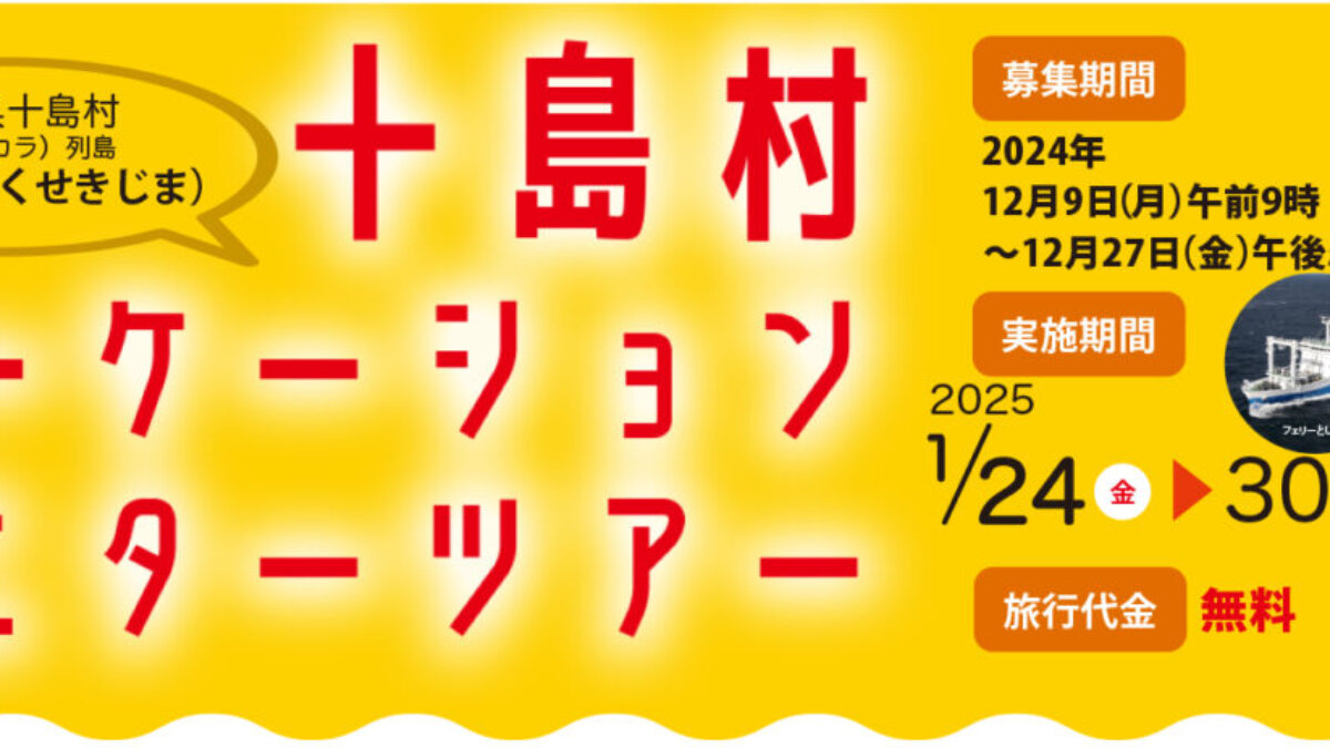 日本最後の秘境・トカラ列島で「釣り＆ワーケーション」／往復フェリー