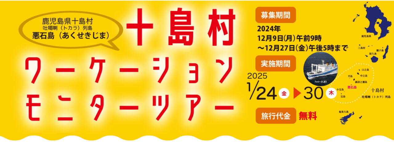 日本最後の秘境・トカラ列島で「釣り＆ワーケーション」／往復フェリー