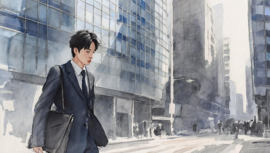 オフィス街の学生