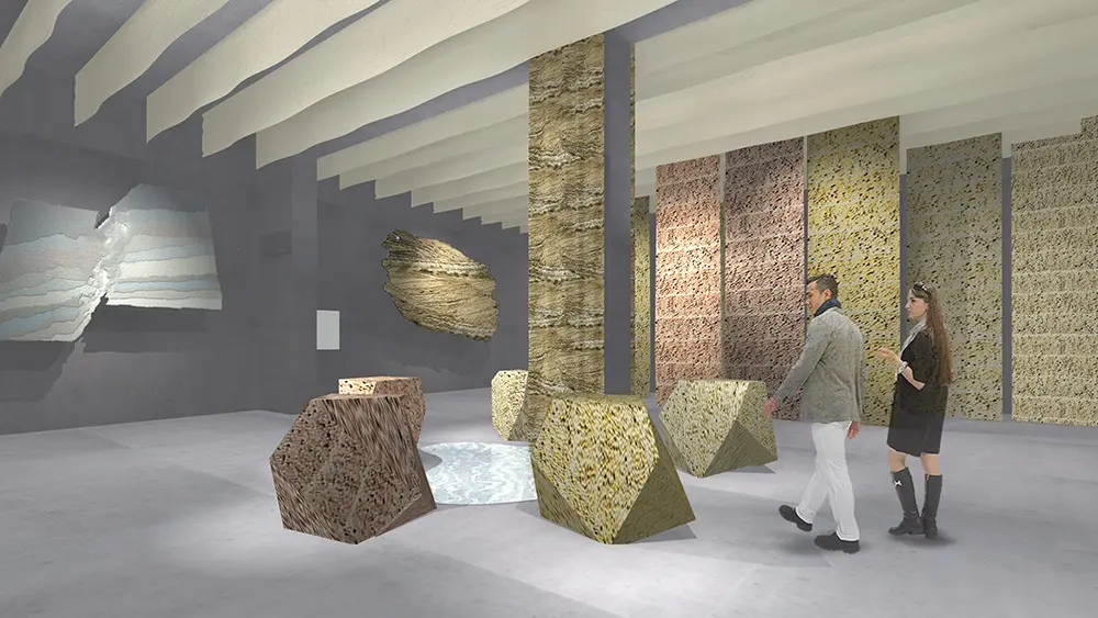 川島織物セルコン：織物に地層と鉱石の質感