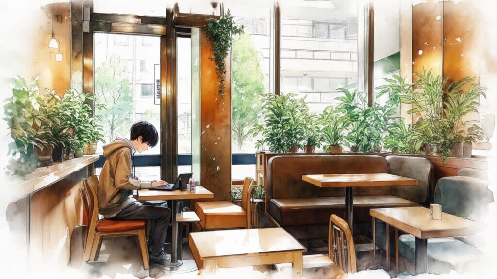 カフェで作業