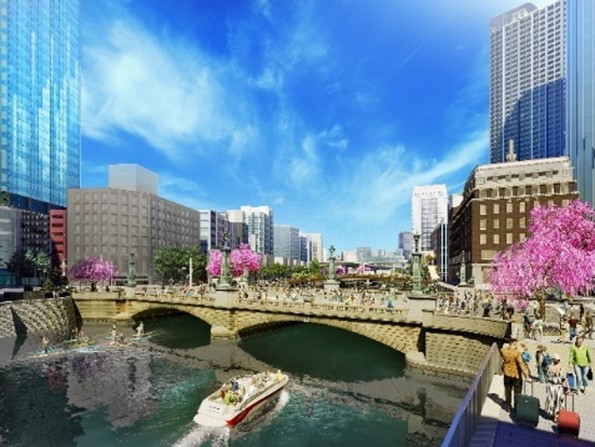 2040年ごろの高架橋が撤去された日本橋のイメージ